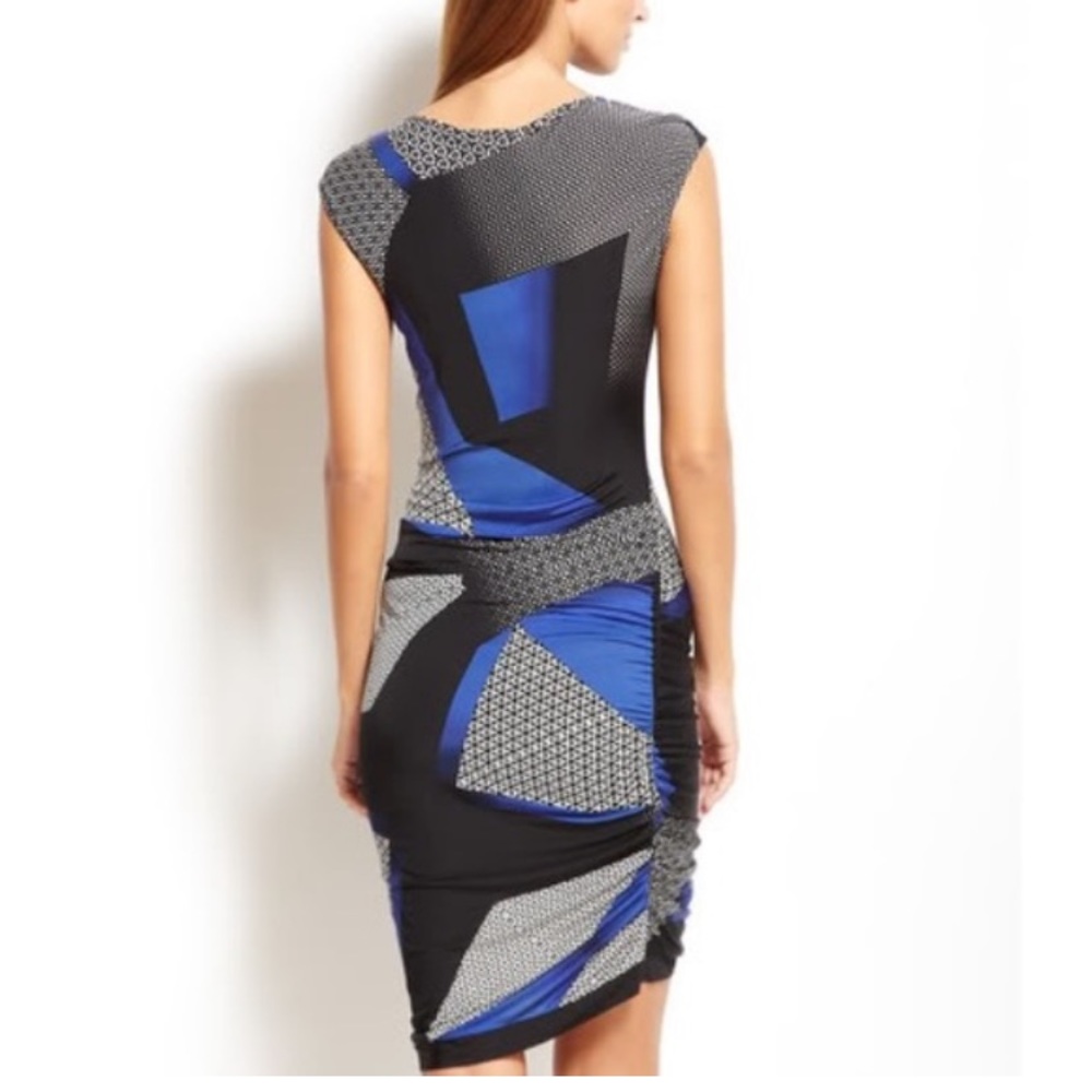Bcbgmaxazria Patchwork Printed Black Blue Dress - image 2